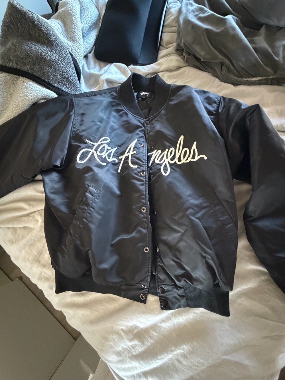 Stussy Los Angeles Script Black Bomber Jacket
